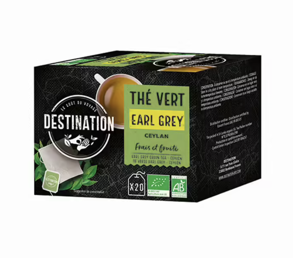 Destination organic Earl Grey green tea - 20 sachets